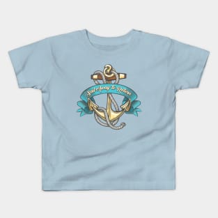 Anchor with Ropes and Ribbon Tattoo Illustration Kids T-Shirt